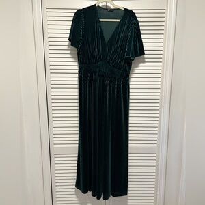 Green velvet maxi dress